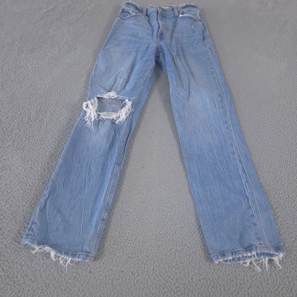 Abercrombie & Fitch Jeans Womens 27/4R Blue 90s Straight Distressed Ripped Denim